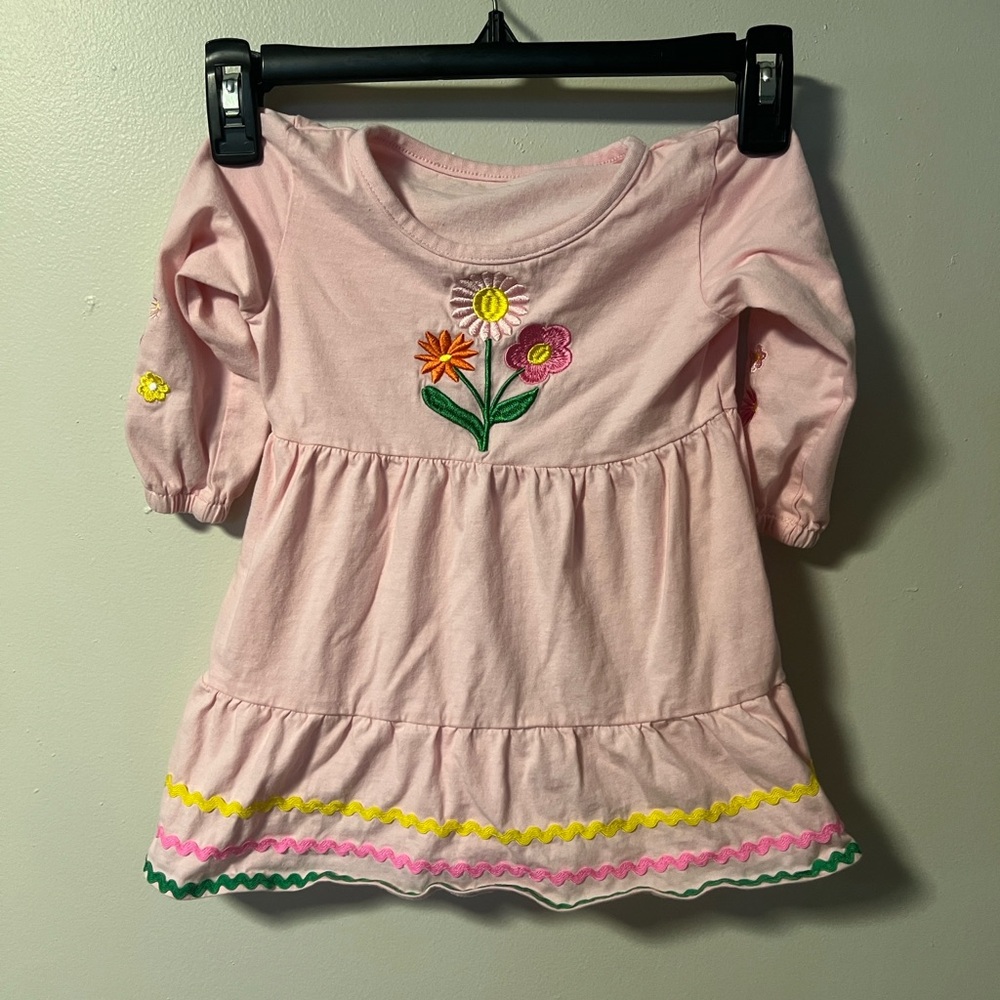 Pink Floral Embroidered Cotton Toddler dress size 2Y